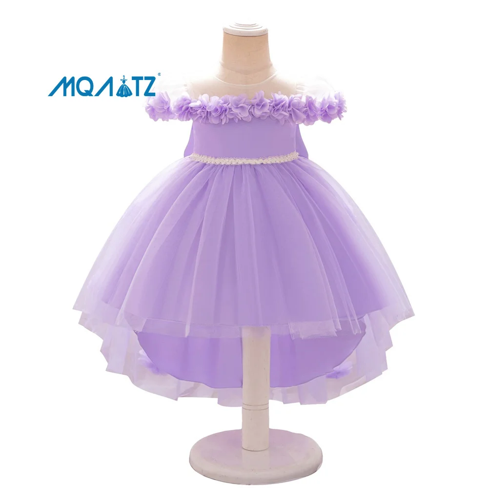 MQATZ Tailing Beading Girls Birthday Party Dress Pretty Flower Princess Tulle Dress Kids Summer Season T2321XZ