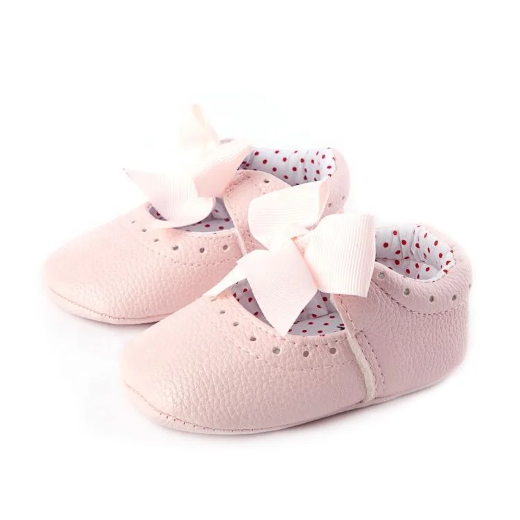 
Fashion Bowknot Leather Shoes Soft Sole Baby Moccasins For Girl 