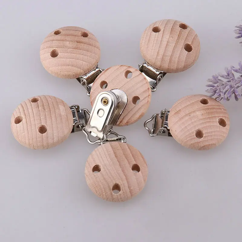 25mm Garment Custom Wooden Pacifier Wood Garter Belt 25mm Metal Suspender Clips
