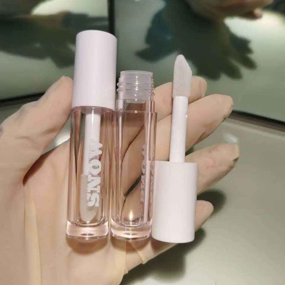 Big brush cosmetic lipgloss packaging high quality popular empty nude lip gloss tube lip container with nude cap