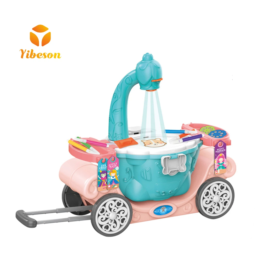Factory Sale Children Pumpkin Cart Dressing Table Playthings Multifunction 9 In1 Projection Drawing Board Toys For Girls