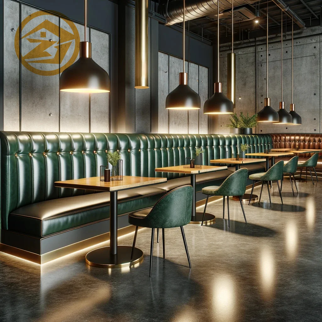 Industrial pub vintage cheap-restaurant-booths brown leather canteen lounge booth sofa vip karaoke booth for restaurant