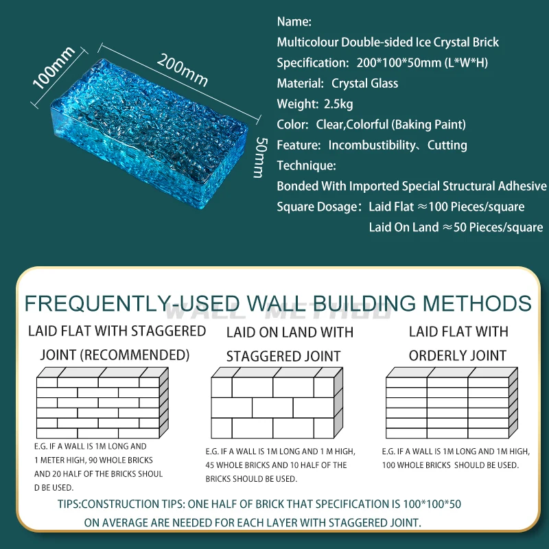 Source Manufacturers Low Moq Customization Solid Clear Glass Block solid Multicolour Crystal Brick dimensions 200*100*50 mm