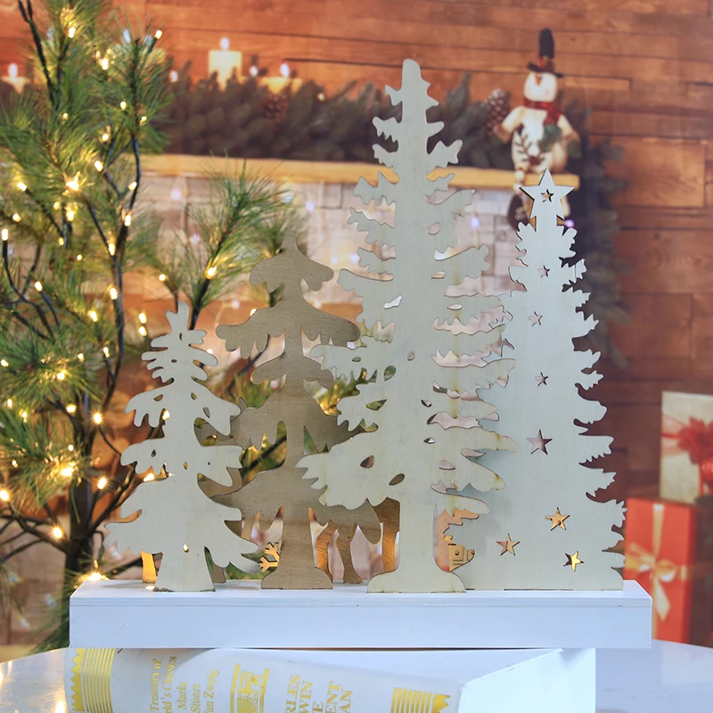 4L warm white LED woodworking table craft New Year Christmas Decoration