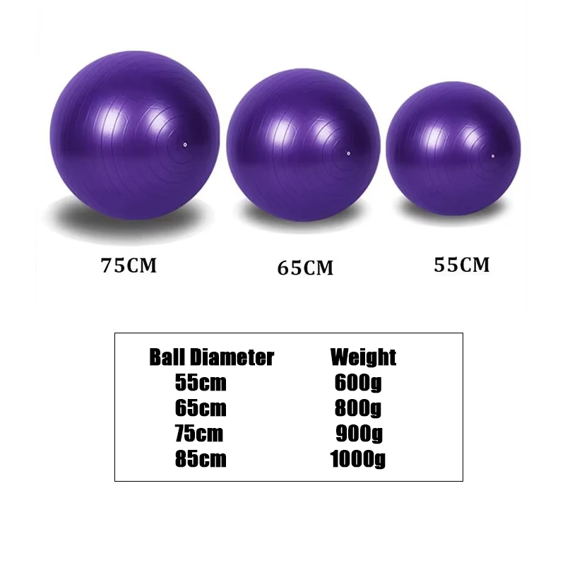 Custom PVC Yoga Pilates Ball 55/65/75CM Gym Fitness Ball with Pump