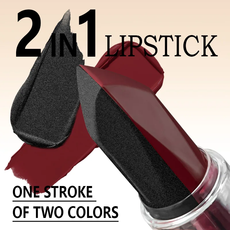 2 color in one lip liner lipstick shimmering and matte nude black mermaid shimmering metallic beauty cosmetics Private label