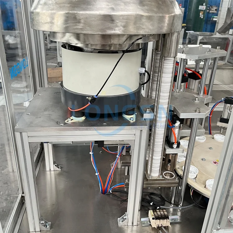 Customize fully automatic plastic jerrycan cover assembly plastic parts assemble foam seal ring inserting cap machine