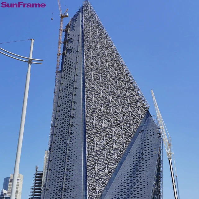 Sun Frame Curtain Wall Building Facade Aluminum Temper Glass Operable Window Stick Built Frame Curtain Wall