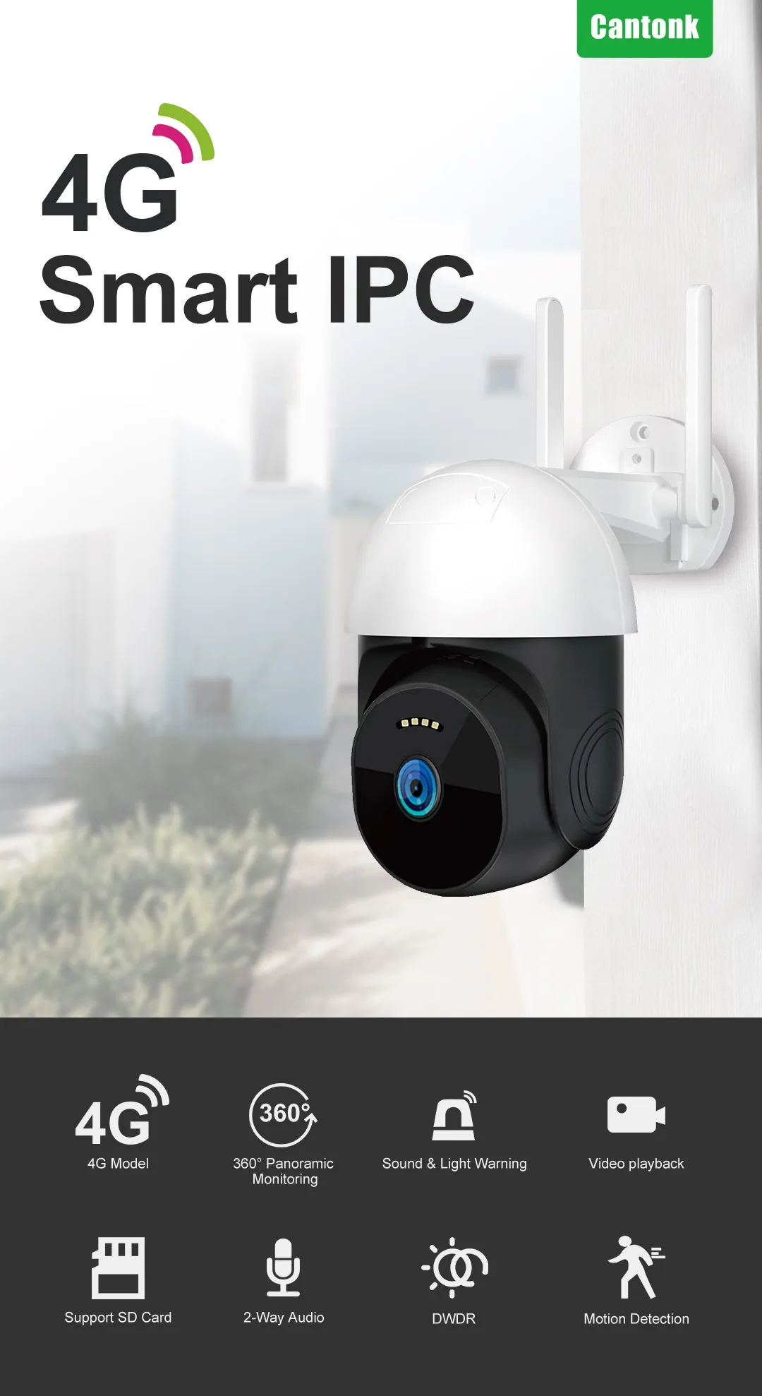 Wireless PTZ 1080P Outdoor 4G Sim  PTZ Camera Night Vision Alarm Motion Detection-AC08