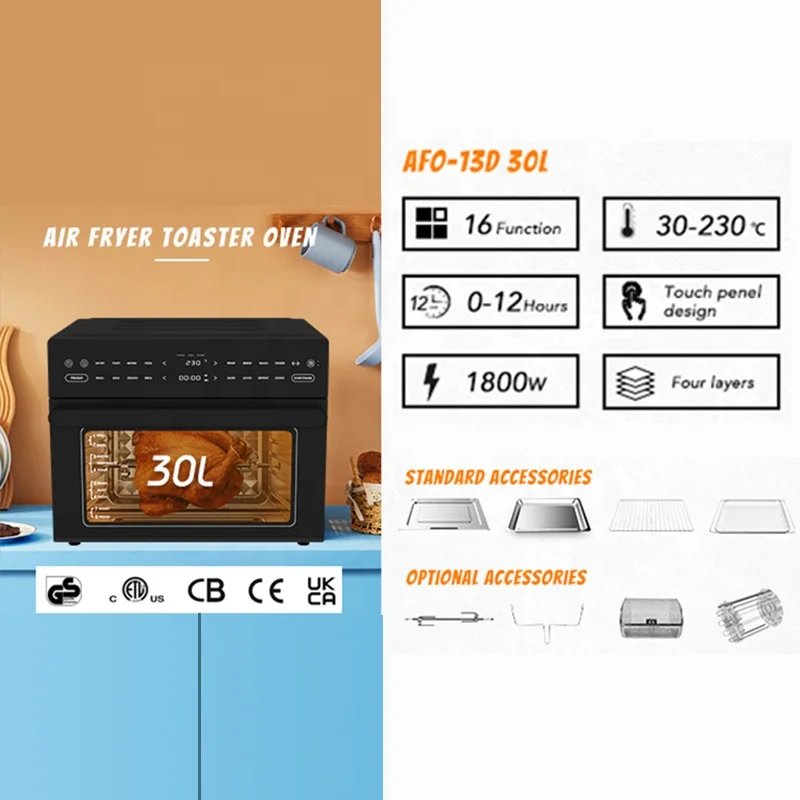 30 liter air circulation MultiFunctional Electric Digital Dual Cook Oil Free Healthy Smart Air Fryer Toaster Oven