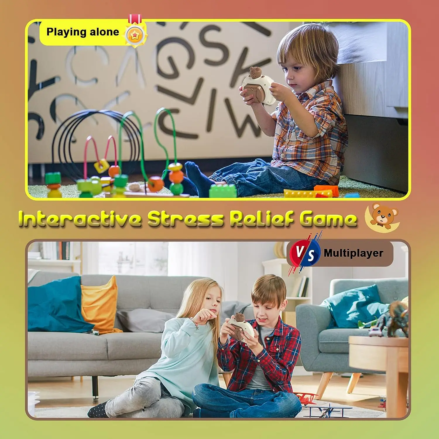 Huiye Pop Fidget Kids Games Toys Relief Anti-Stress Handheld Game Quick Push Bubble Stress Pop Light Up Game Toys For Children