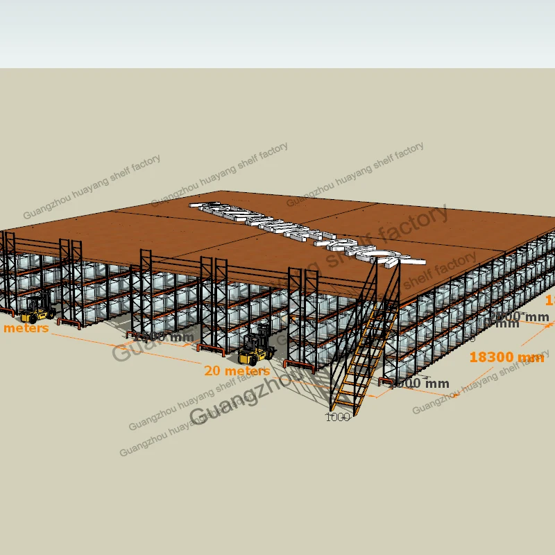 450 Square Meter Steel Aluminium Goods Rack Shelf Mezzanine Platforms System Floor Warehouse Heavy Duty Racking