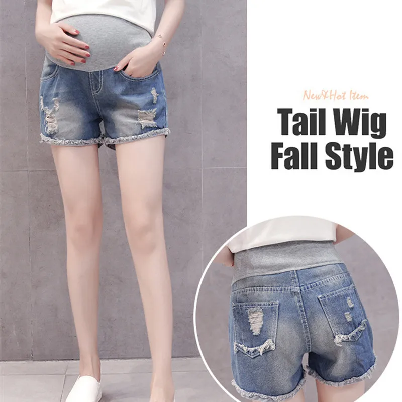 Летние модные рваные джинсовые шорты с эффектом подтяжки живота для мам и беременных женщин, новинка 2019