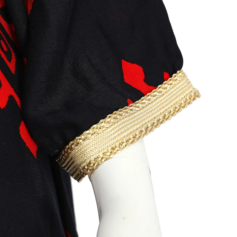 Dubai africa kaftan abaya islamic clothing femm robe breathable prints black long turkish muslim dress for women