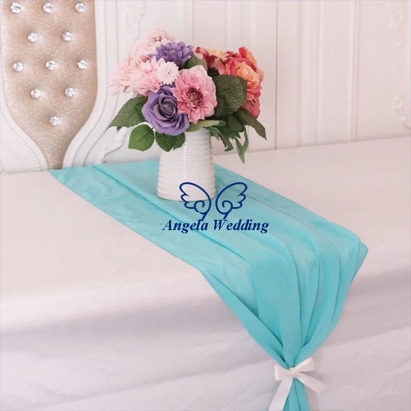 RU013X великолепный, много цветов в наличии, дешевая качественная Свадебная мягкая темно-зеленая лесная зеленая шифоновая скатерть