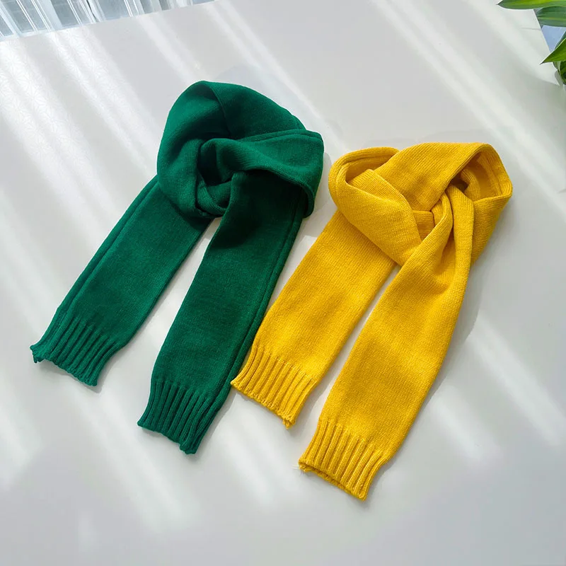 Оптовая продажа 2022 осенний однотонный вязаный теплый детский шарф для