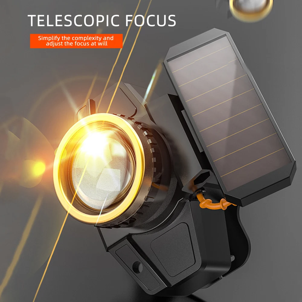 XPE LED Headlamp Sensor Headlight with Battery Head-mounted Flashlight Solar USB Rechargeable Waterproof Head Lamp Torch