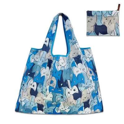 Eco Friendly Bag Reusable Nylon Foldable Shopping Bag With Pouch Polyester