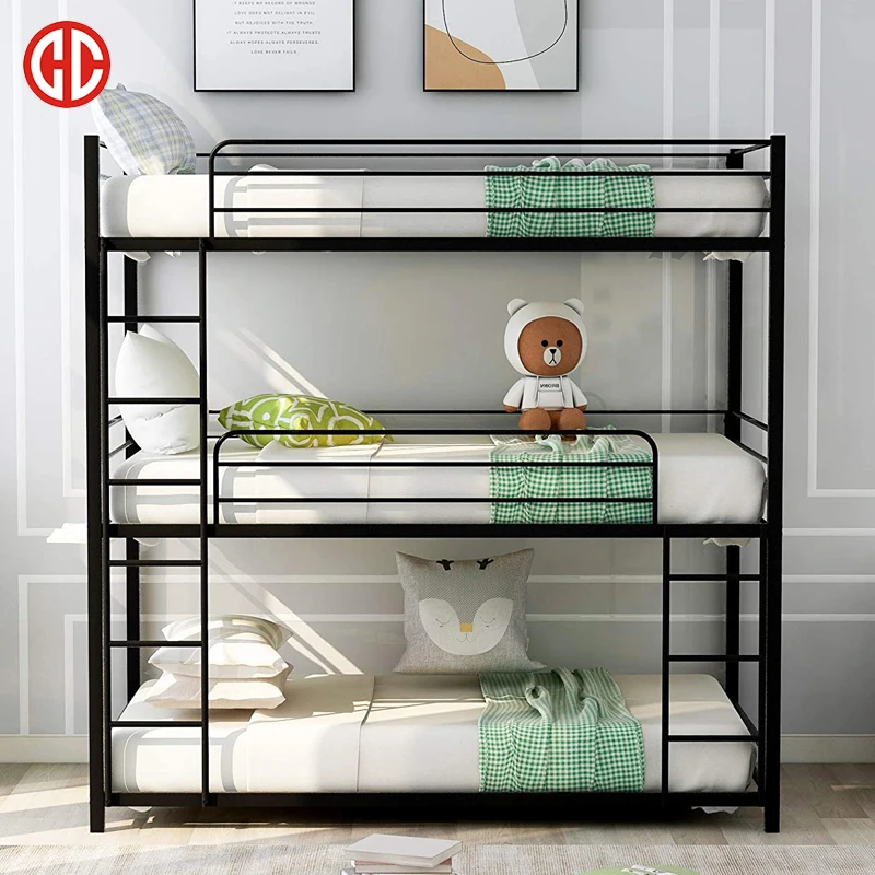Wholesale Metal Triple Size Bunk Bed Frame in Dormitory Adult and Student Using Triple Bunk Bed