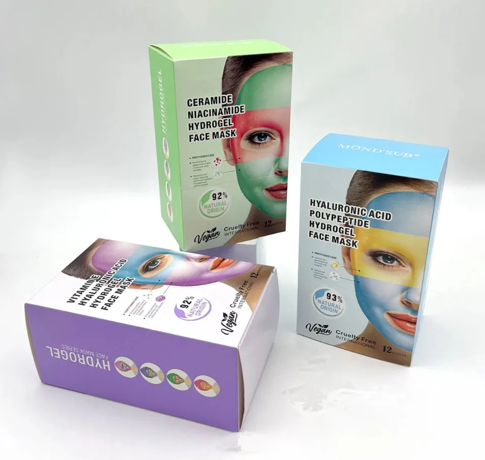 Free Samples Vitamin C Infused Cooling Crystal Collagen Hydrogel Face Mask Double Colors Moisturizing Sheet Facial Care Mask