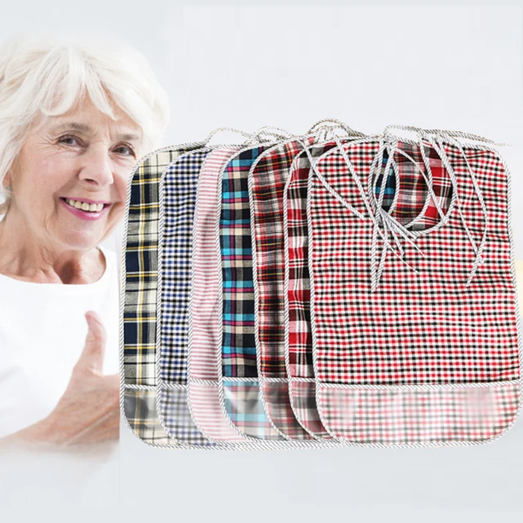 Custom Leak-Proof Washable Large Meal Old Man Bib Elderly People Rice Pocket Waterproof Adult Bibs