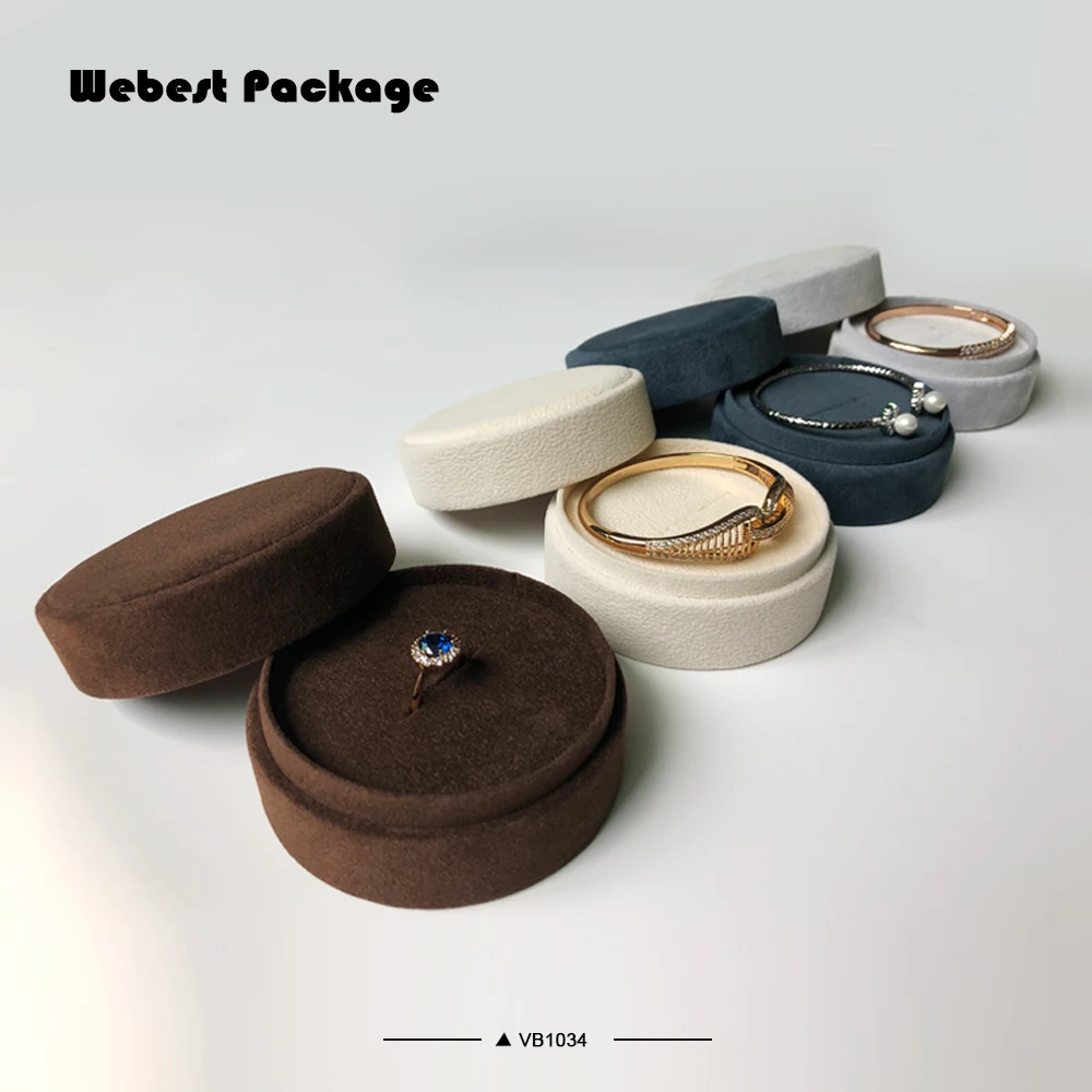Webest Packaging velvet custom jewellery box 2pc velvet ring box round velvet box