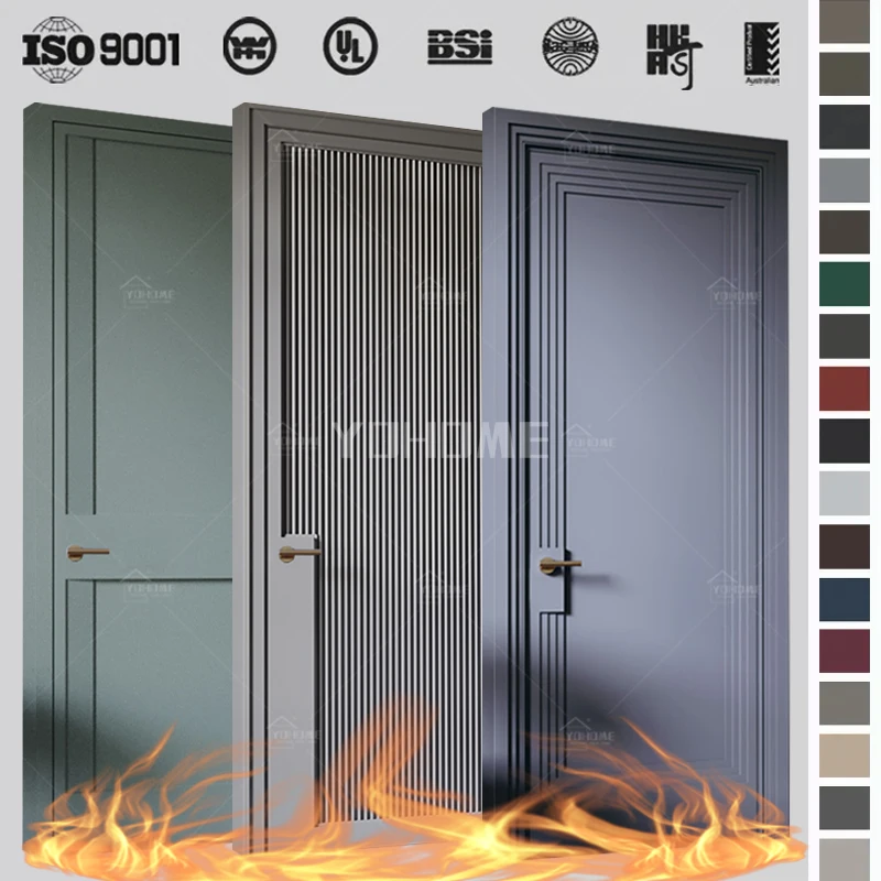 Guangdong Yohome factory custom interior paint wood fire door for condos apartment fireproof door FD90 wooden fire door