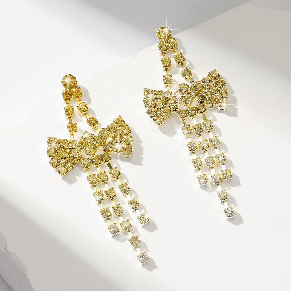 Wholesale Accessories: Silver Needle Zircon Diamond Heart Butterfly Tassel Earrings, Exaggerated Long European & American Style