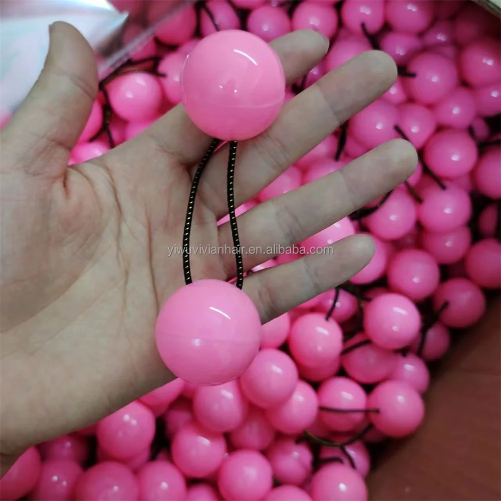 Wholesale plastic 30mm 3cm big large ball bubble ponytail holder elastic hair tie with big ball for girls