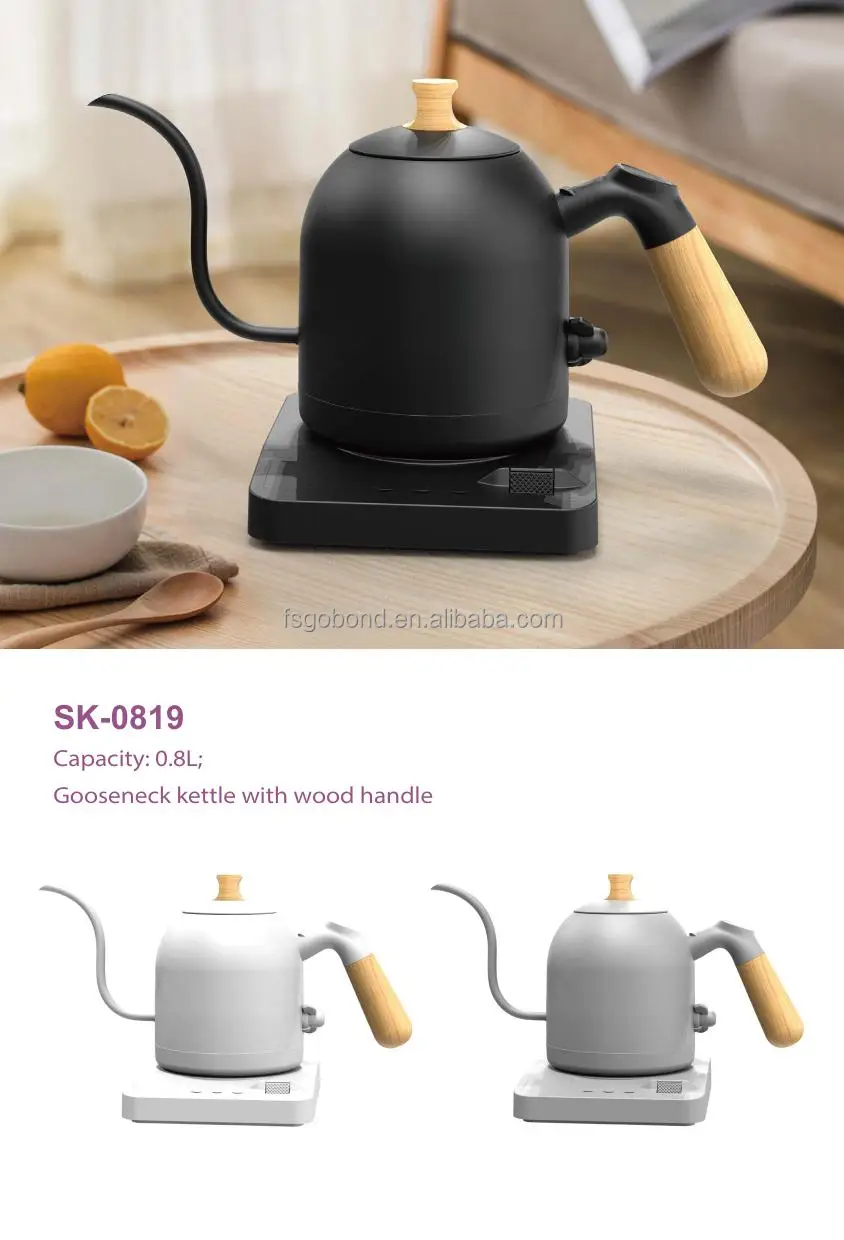 Hotsales goose neck 0.8L Digital Stainless Steel Tea Coffee Kettle electric household office goose neck electric kettle