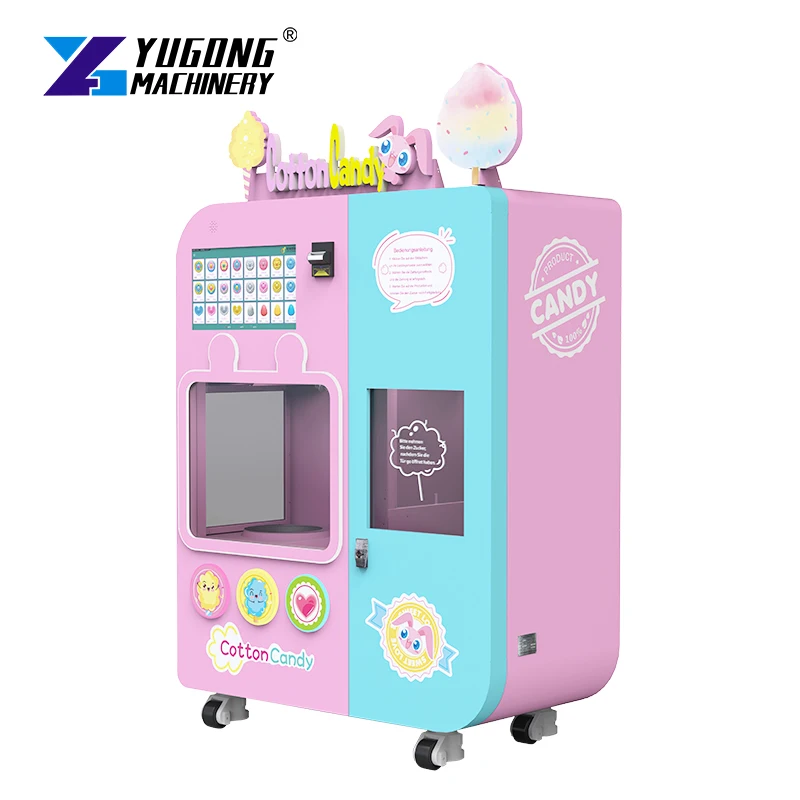 Wholesale Marshmallow Floss Makers Robot Commercial Full Automatic Making Sugar Cotton Candy Vending Machine