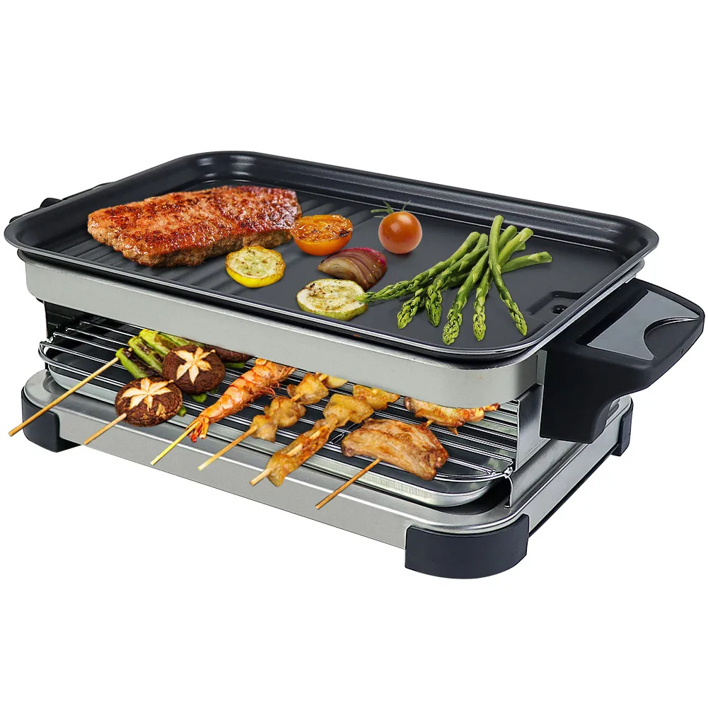 Hengbo Indoor Electric Grill Electric Electric Grill Multifunction Indoor Rectangular Smokeless Bbq Electric Grill