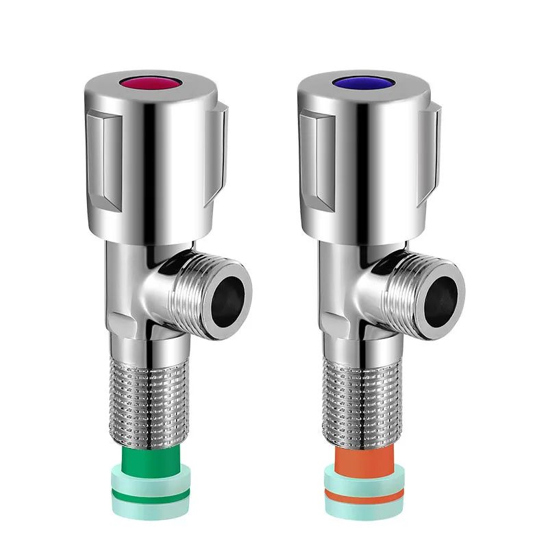 Stainless Steel 304 Red Indicator 360 Degree Rotation Thickened Polished Water Valve Angle Valve