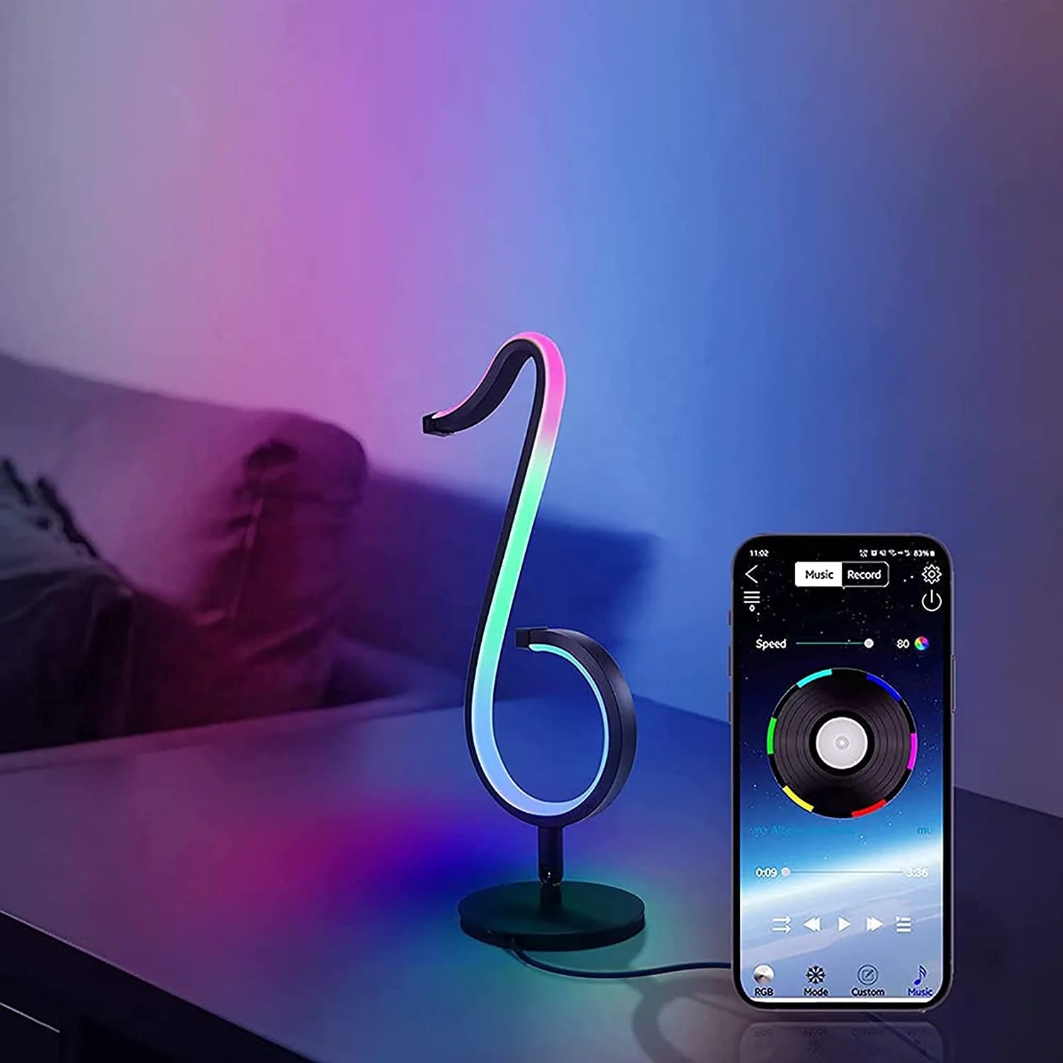 APP RGB Musical Note Table Lamp Smart  LED Night Light with Remote Control
