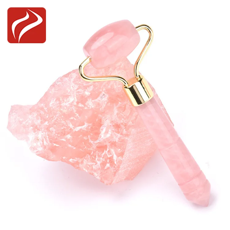 Handheld Rose Quartz Jade Roller Beauty Facial Massage Tool Rose Jade Roller