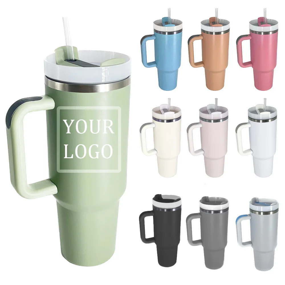 USA Warehouse 40oz Sublimation blanks Adventure Quencher Travel Mugs Stainless Steel Vacuum Insulated 40oz Tumbler with Handle