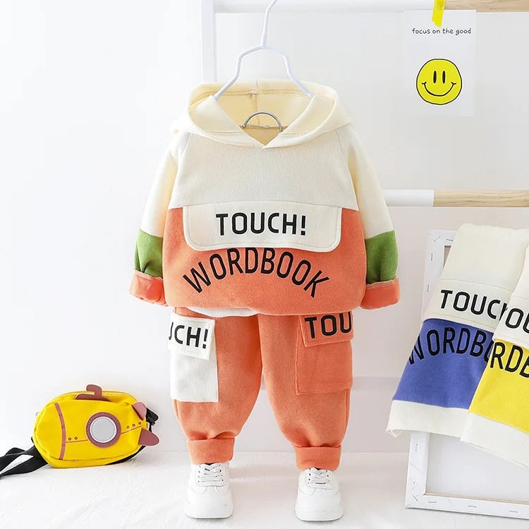 2 PCS Baby Children Clothes Store  Children Warm Hoodies Sets With Pant Boys Clothes Set
