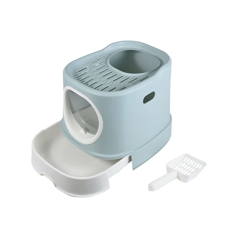 2022 New Design Portable Semi Closed Cat Litter Basin Box Deodorization Anti Sputtering