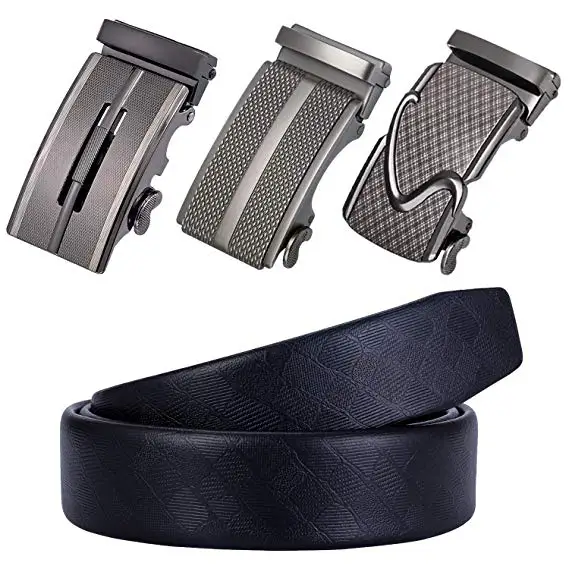 
Mens Belt Ratchet Black with 3 Automatic Buckles Alloy Genuine Leather Belt Mens Belt Ratchet Black with 3 Automatic Buckles Alloy Genuine Leather Belt