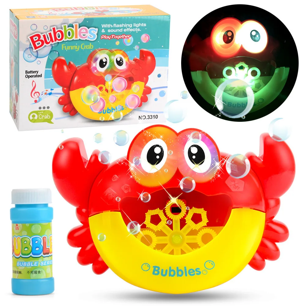 YIWU ALLSHINE Bath Toy Animal Crab Automatic Bubble Gun Water Toy Lighting Music Crab Bubble Machine