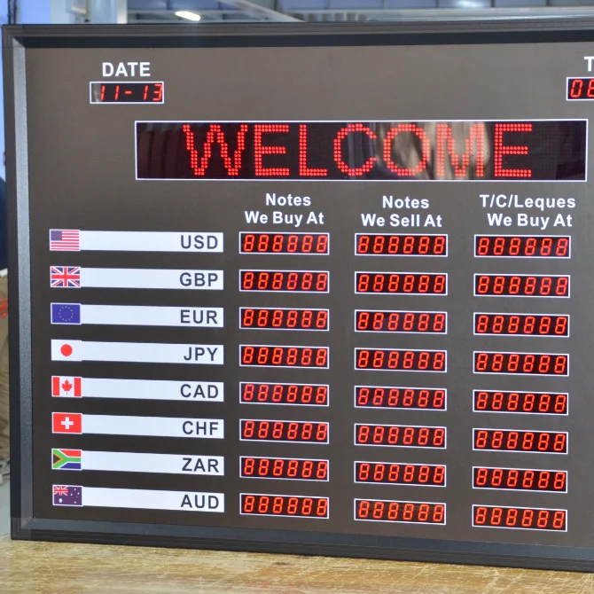 8001000mm Foreign currency exchange rate  board  LED  display sign board