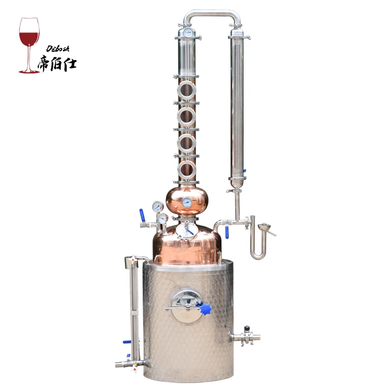 50L whiskey Rum brandy steam electric heating copper pot still distillation tower