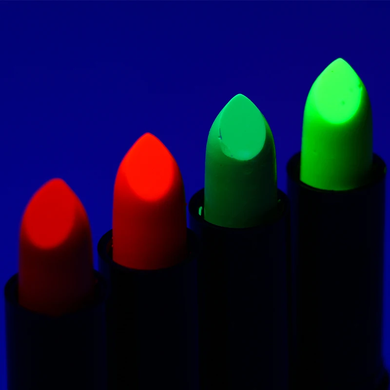 Custom mini neon uv glow in dark black cheap vegan lipstick