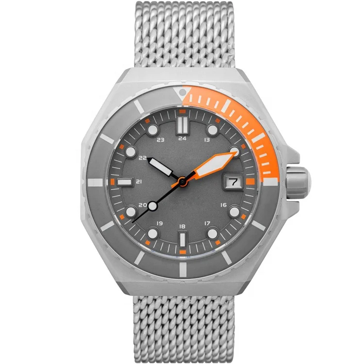 Часы для дайвинга 30 атм, однонаправленный Безель, многослойный циферблат со светящимся кольцом, NH35 сетчатый ремешок, мужские часы на заказ