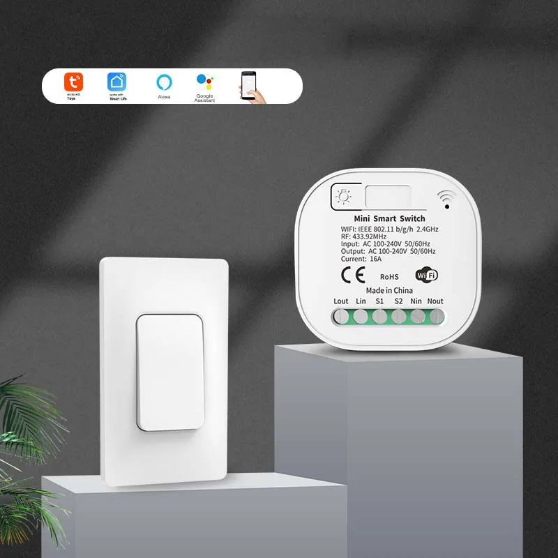 SMATRUL 16A Мини DIY Tuya Wi-Fi приложение Smart Life контроллера таймер переключатель настенный выключатель света 2 способа управления голосовой модуль реле Google Home Alexa