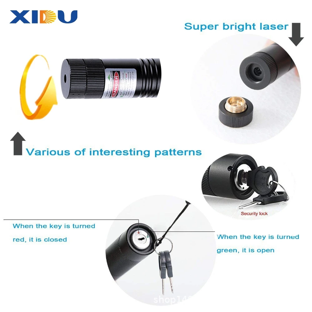XIDU Green Laser Sight 303 Pointer High Powerful Device Adjustable Focus Lazer laser Pen Head Burning Match laser pointer pen