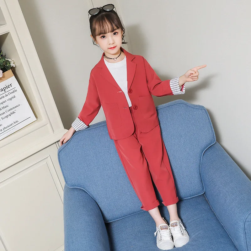 Autumn 2pcs business Western Suit teen clothes for kids girls set