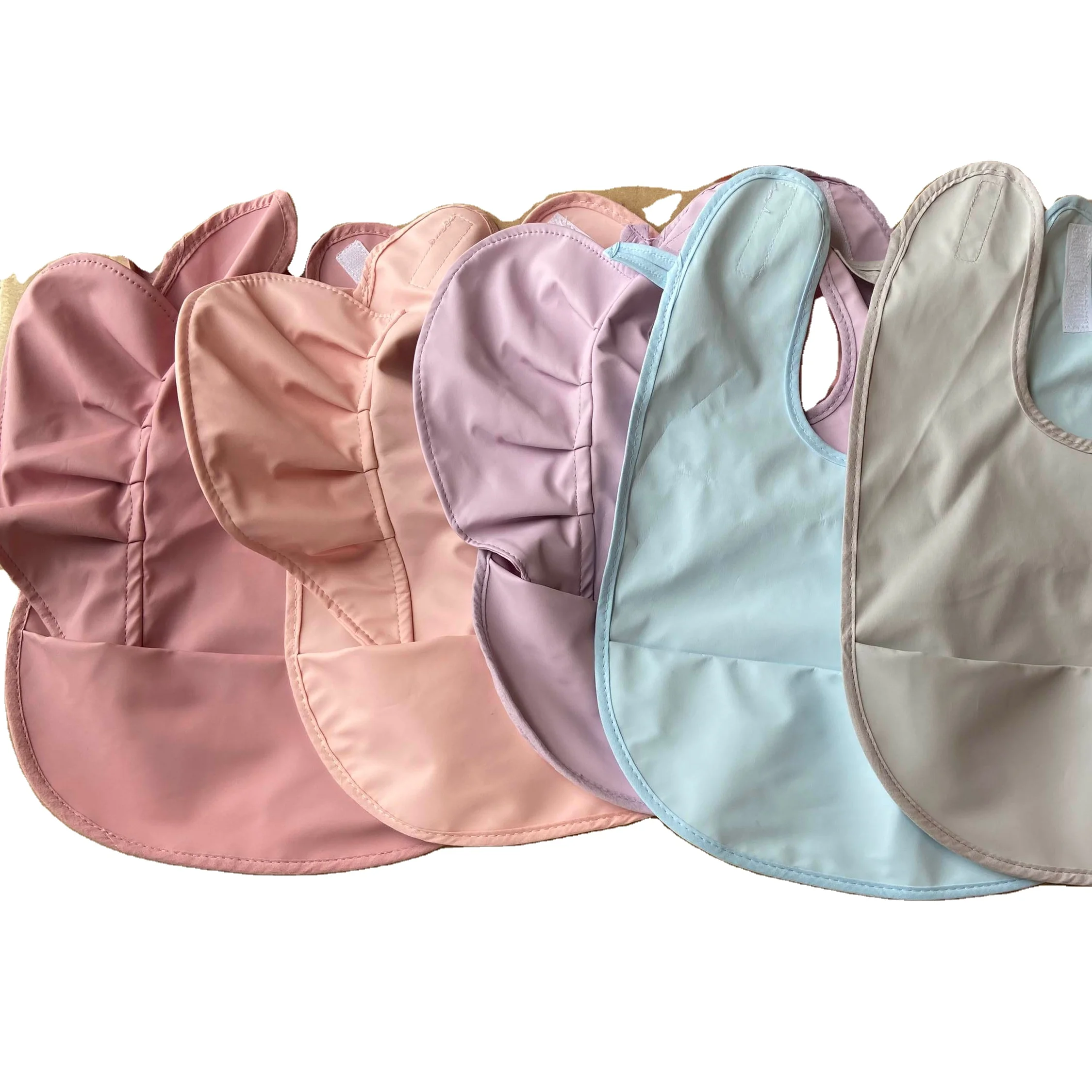 Bpa Free Easy to Clean Flowery Child Meal Eating Apron Baby Girl Boy Bib Soft Waterproof PU Feeding Bib With Angel Wings