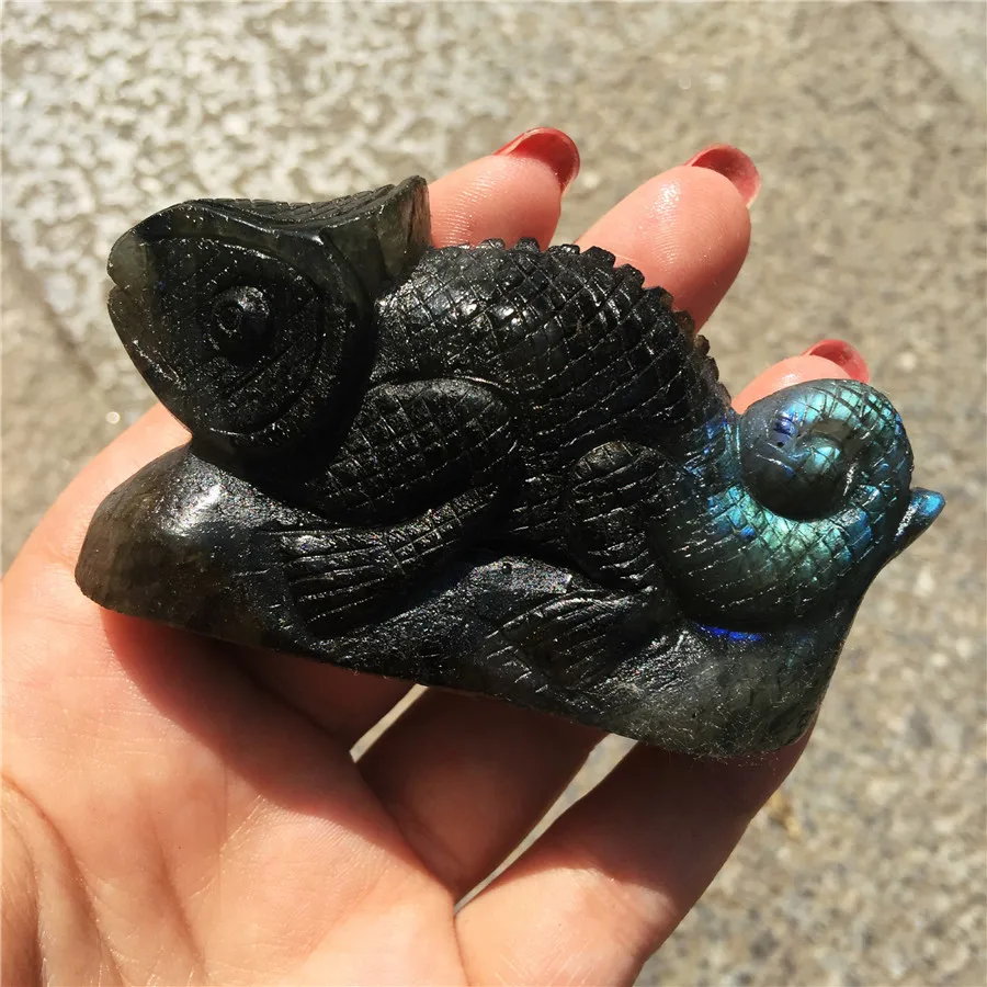 Wholesale Natural Labradorite Lizard Crystal Quartz Carved Lizard Animal Carvings For Crafts
