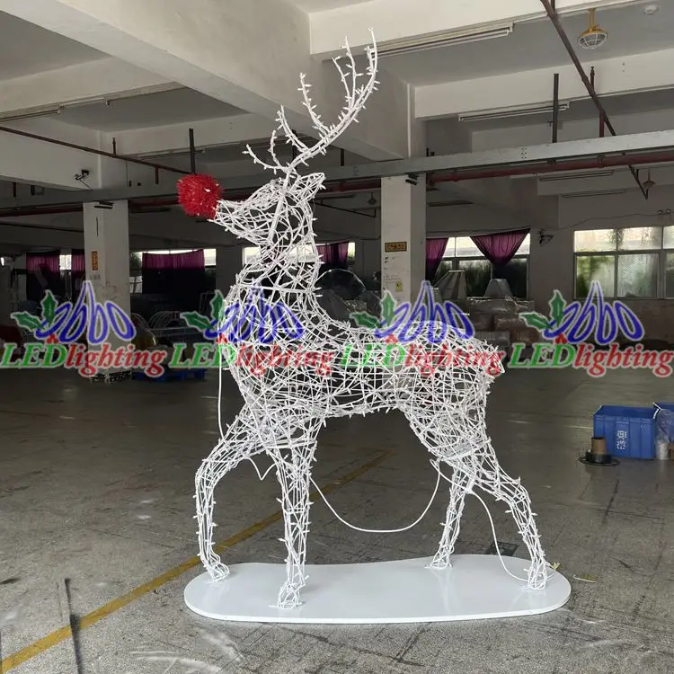 Factory direct sales large reindeer cart motif light horse drawn cart led Christmas 3D motif lights